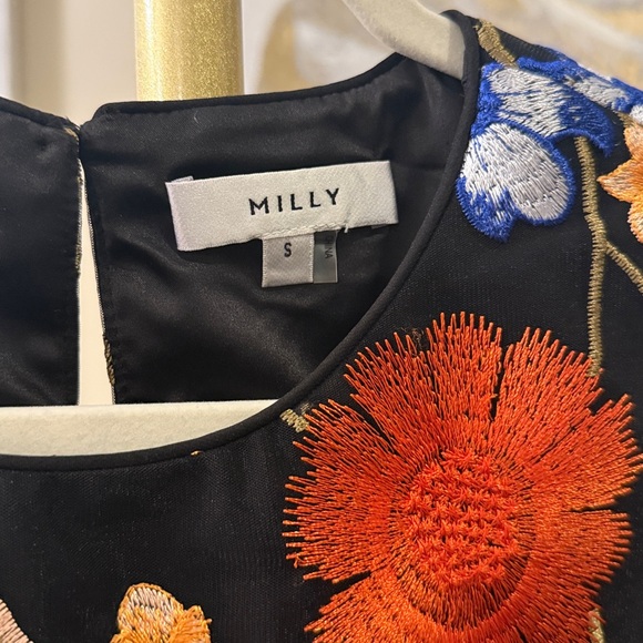 MILLY | Coord Skirt Set Floral Embroidered Black Skirt and matching Top Coord - Picture 7 of 15